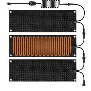 3 Pc Snow Melting Mat Non-Slip Heated Outdoor Mats 10''x30'' with Power Cord